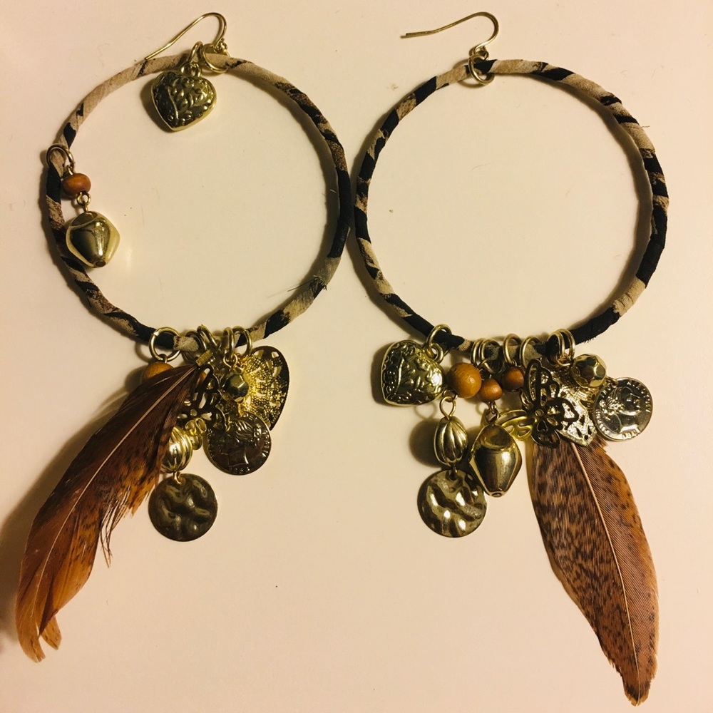 feather charm earrings